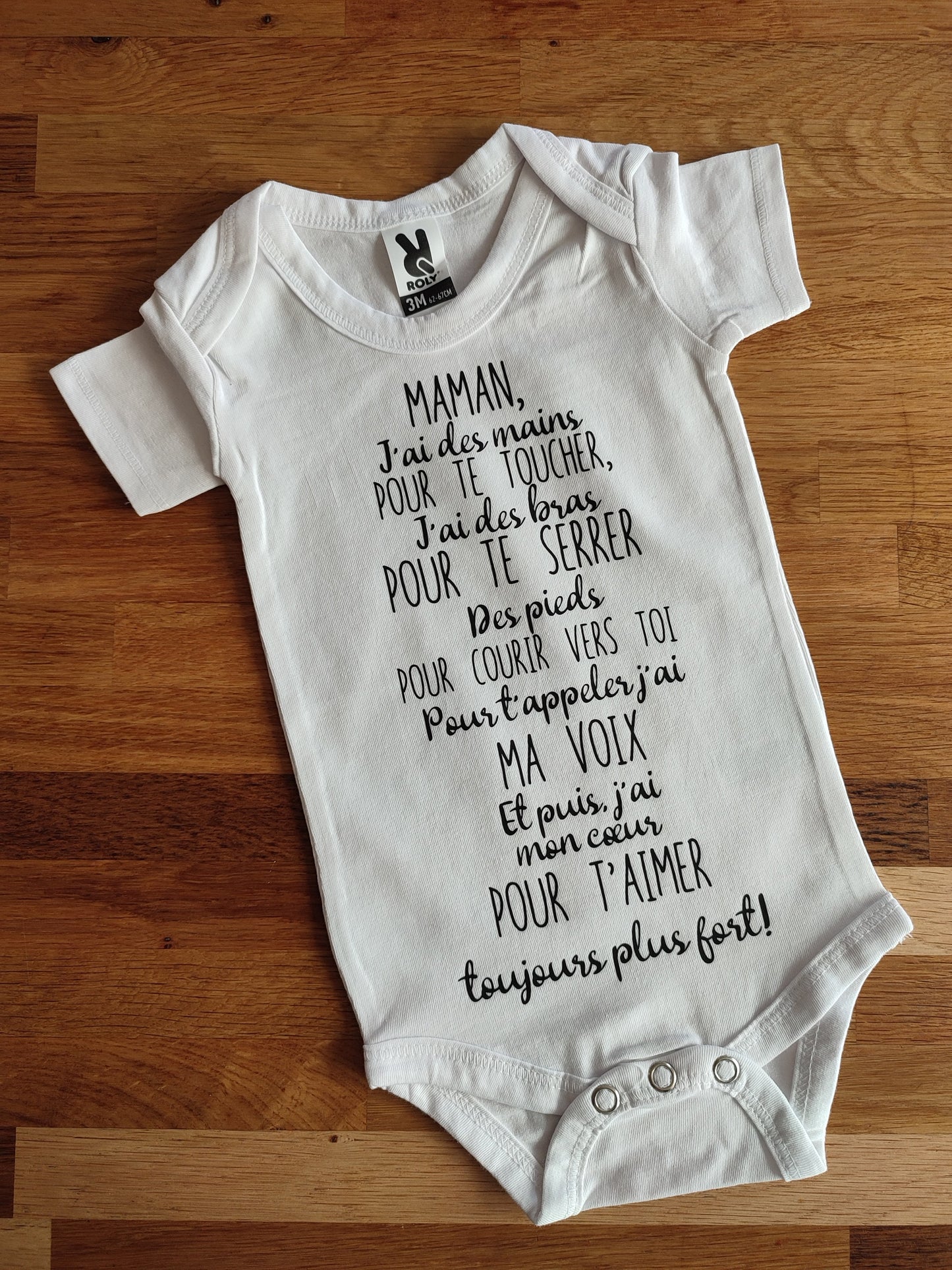 T-shirt ou body enfant bébé personnalisé personnalisable avec prénom, poème poésie drole idée cadeau fête des mères, bonne fête, maman