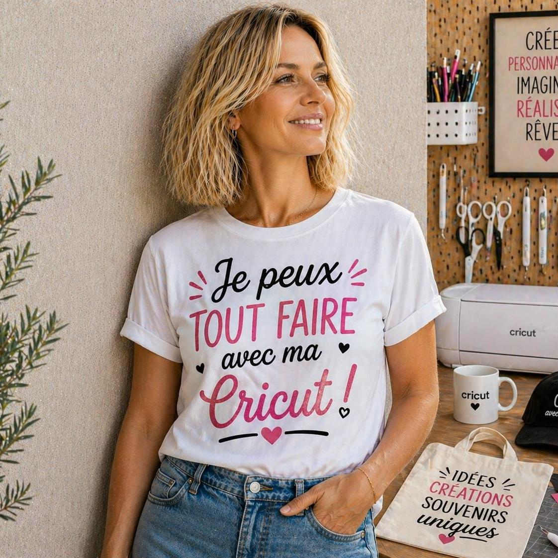 T-shirt Je peux pas, Je peux tout faire avec ma Cricut – Tee shirt cadeau – Cadeau femme DIY - tshirt apéro fête cadeau-  marrant