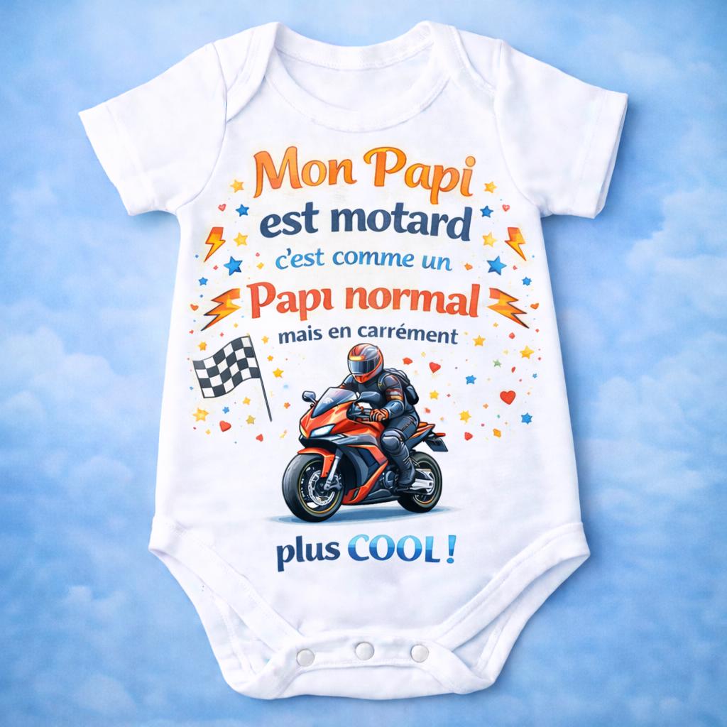 Body bébé “Mon papa est motard/pilote” – Body naissance pour futur biker – Cadeau humour