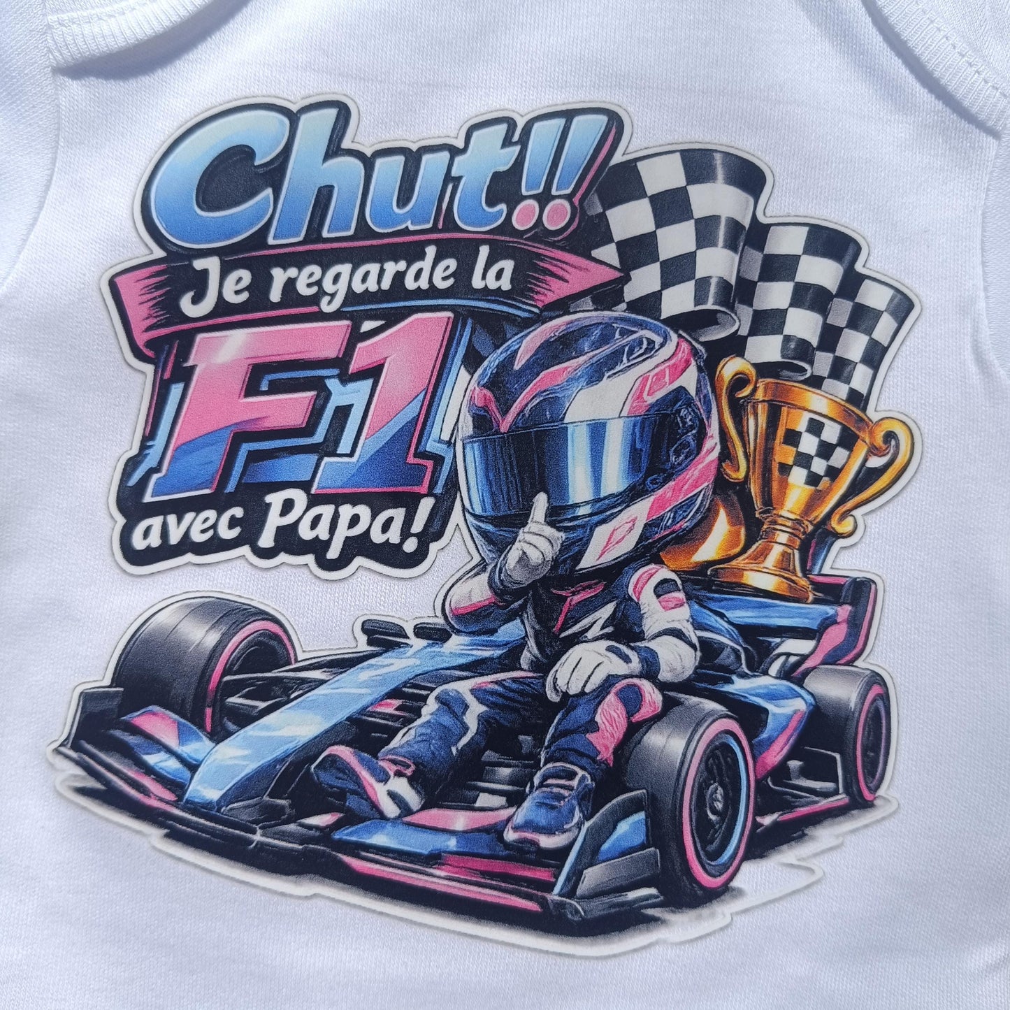 Body bébé F1 – Chut! Je regarde la F1 avec Papa! version Alpine Gasly
