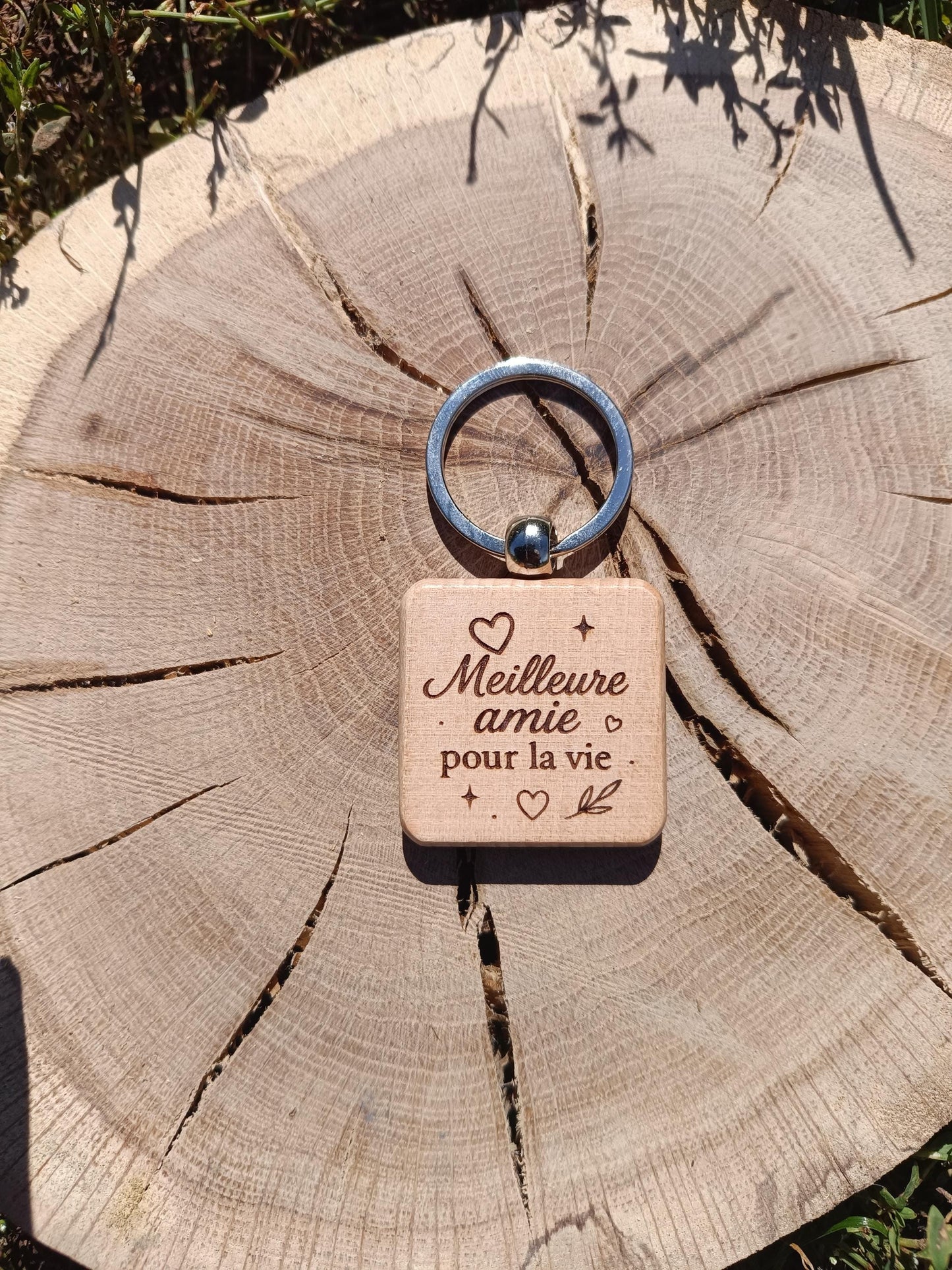 Porte clé en bois gravé, meilleur amie, amitié, meilleures potes, je t'aime, cadeau déclaration, cadeau anniversaire