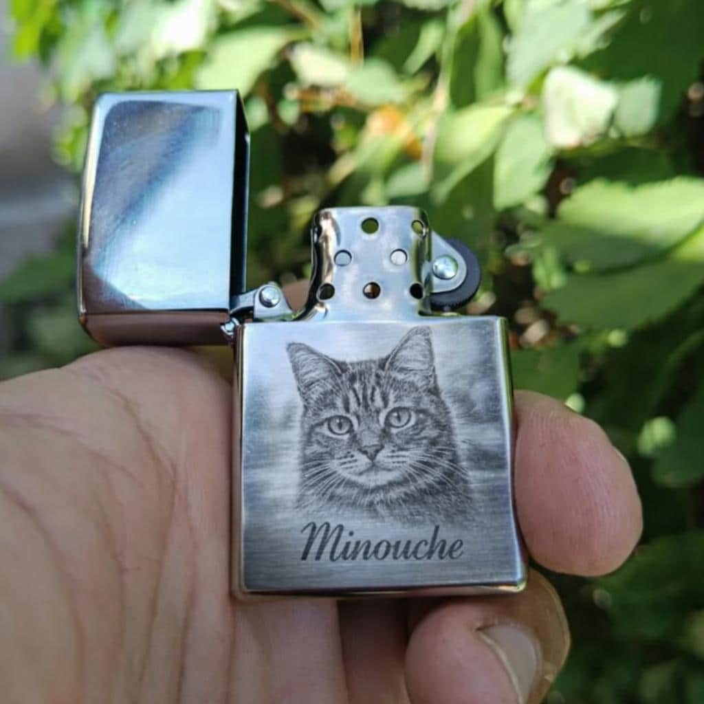 Briquet Zippo personnalisé gravé avec texte ou photo