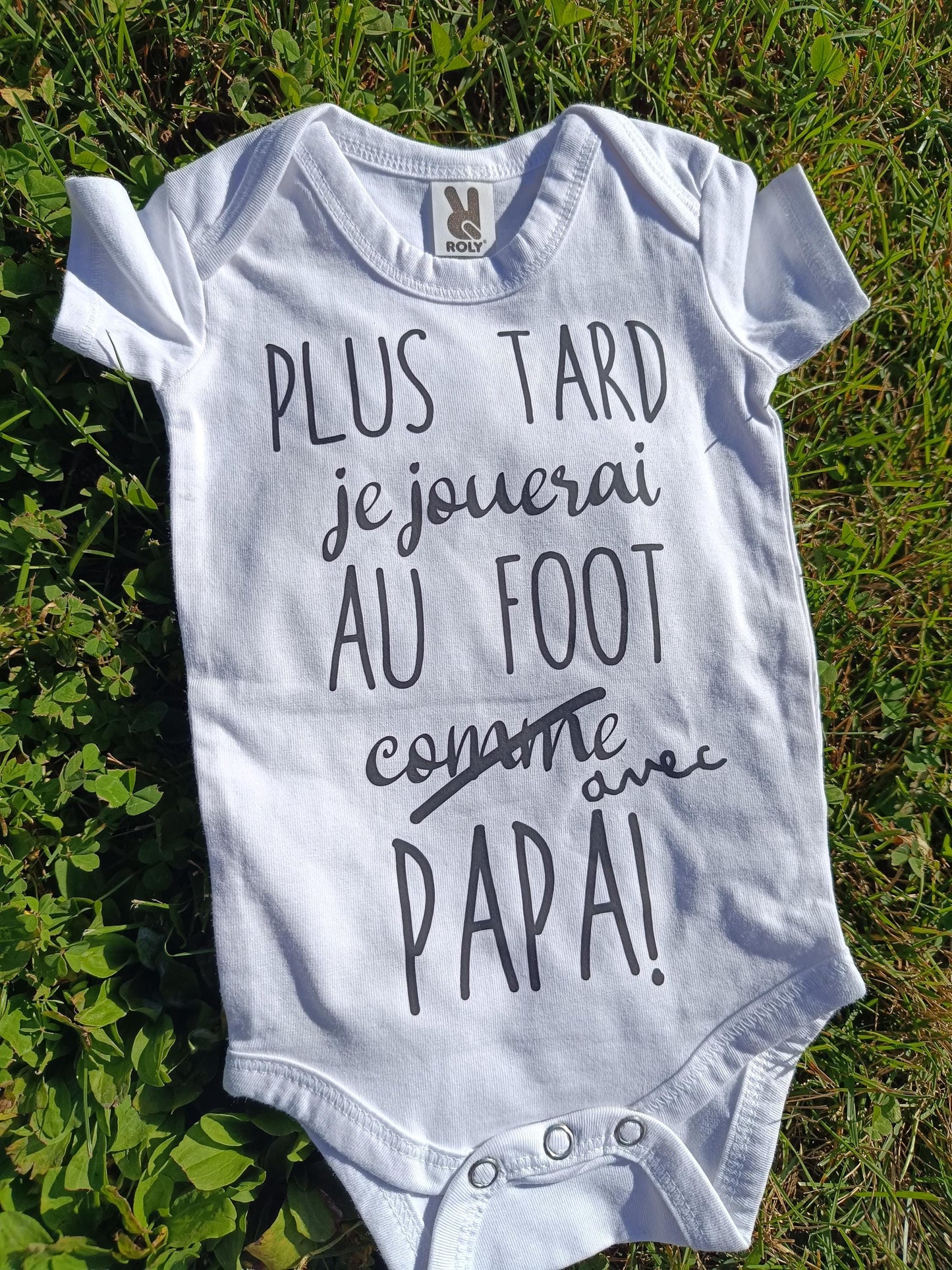Body bébé, "plus tard je jouerai au foot comme avec papa"