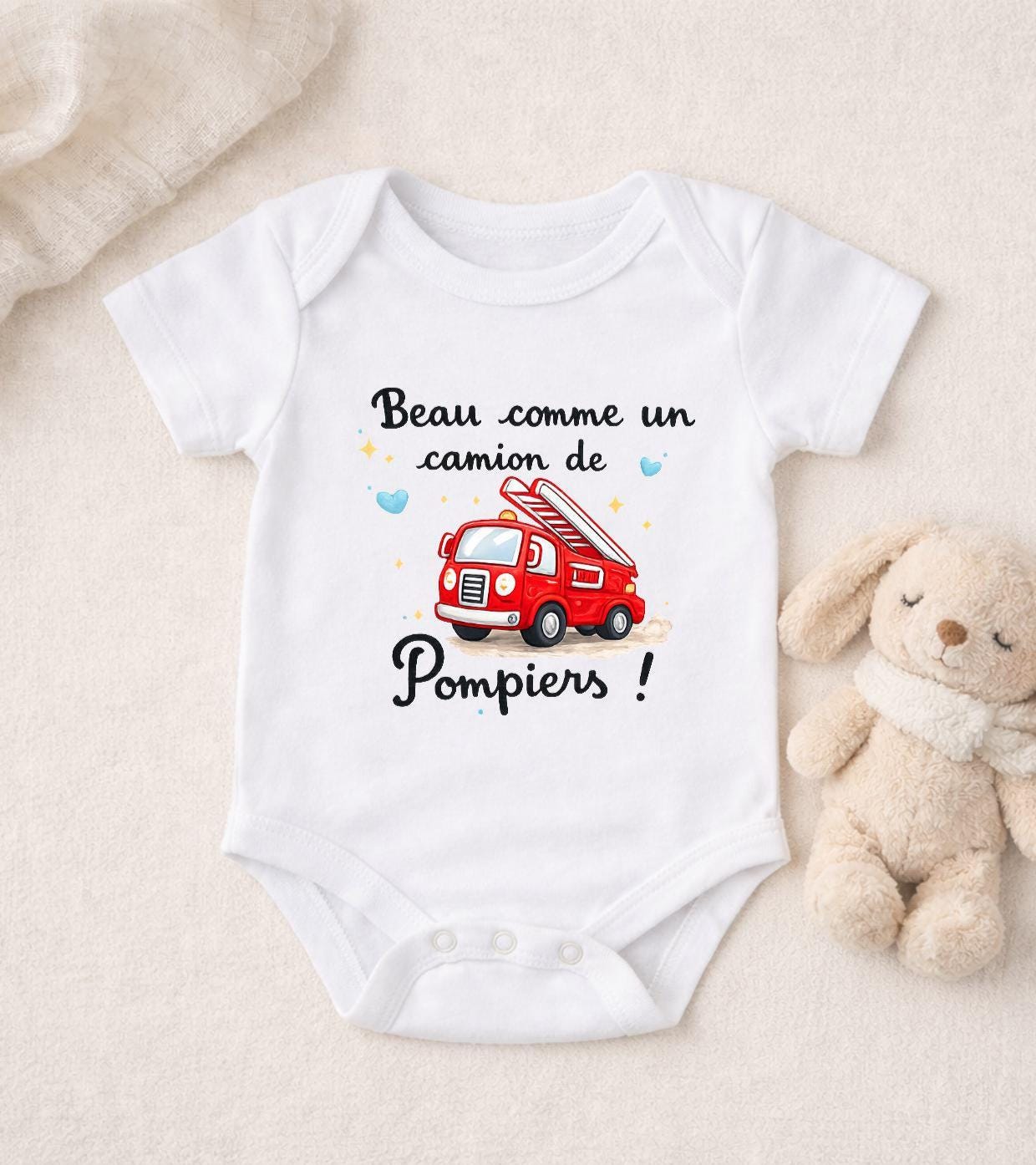Body bébé pompier – Beau comme un camion de pompiers – Cadeau naissance