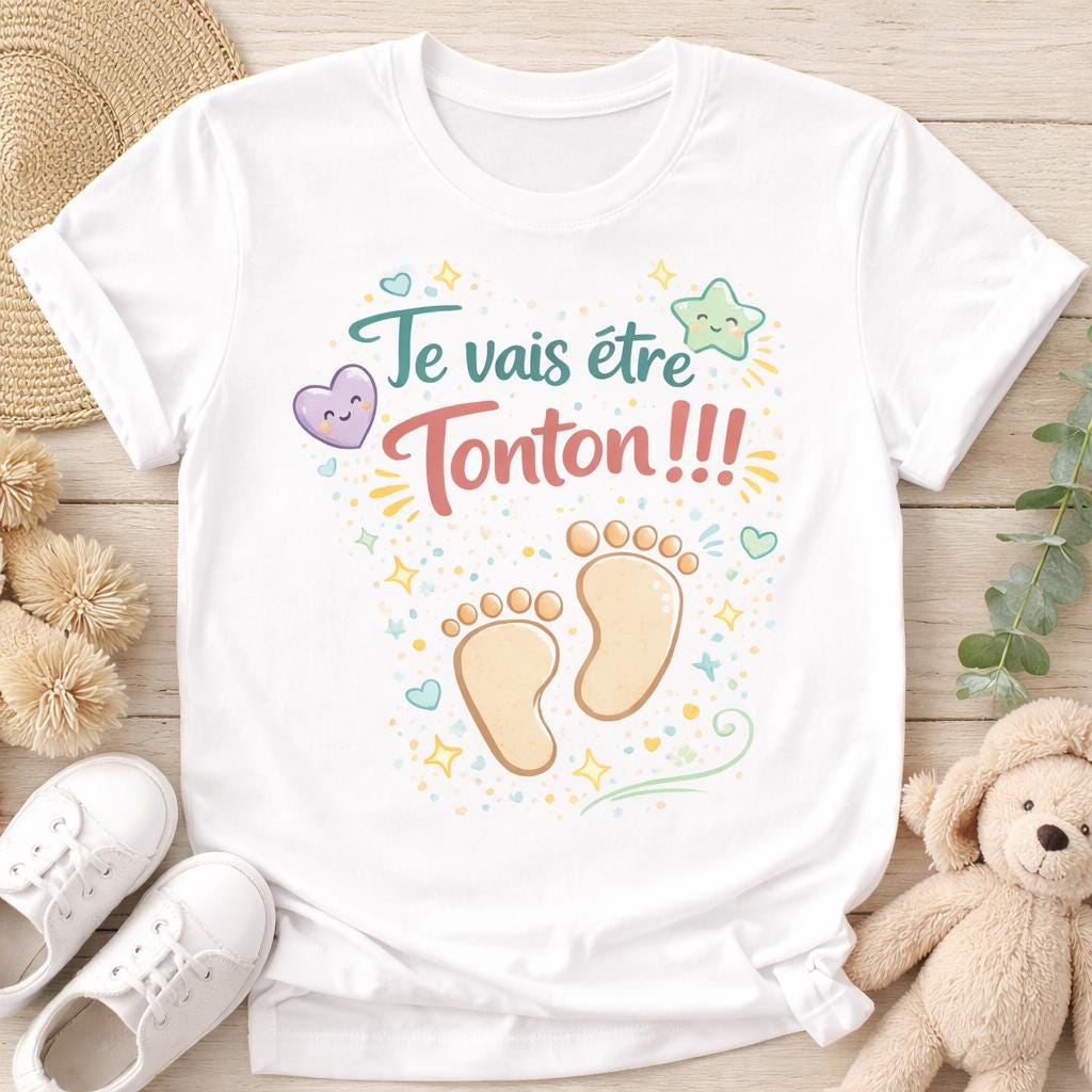 T-shirt adulte annonce grossesse – Je vais être Tonton – Tee shirt futur tonton – Cadeau annonce future naissance