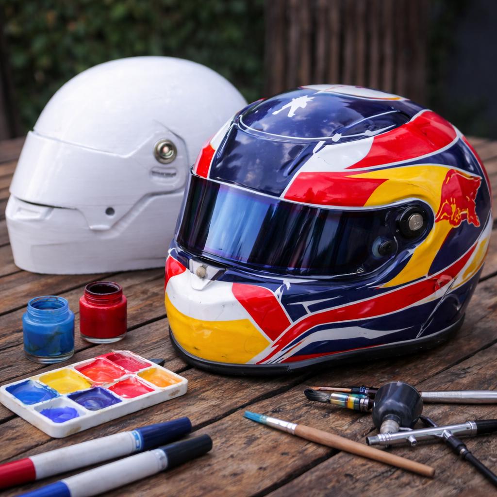 Casque F1 à peindre soi-même – Échelle 1/2 – 13 cm – Activité créative enfant adulte – Cadeau pilote – Loisirs créatifs