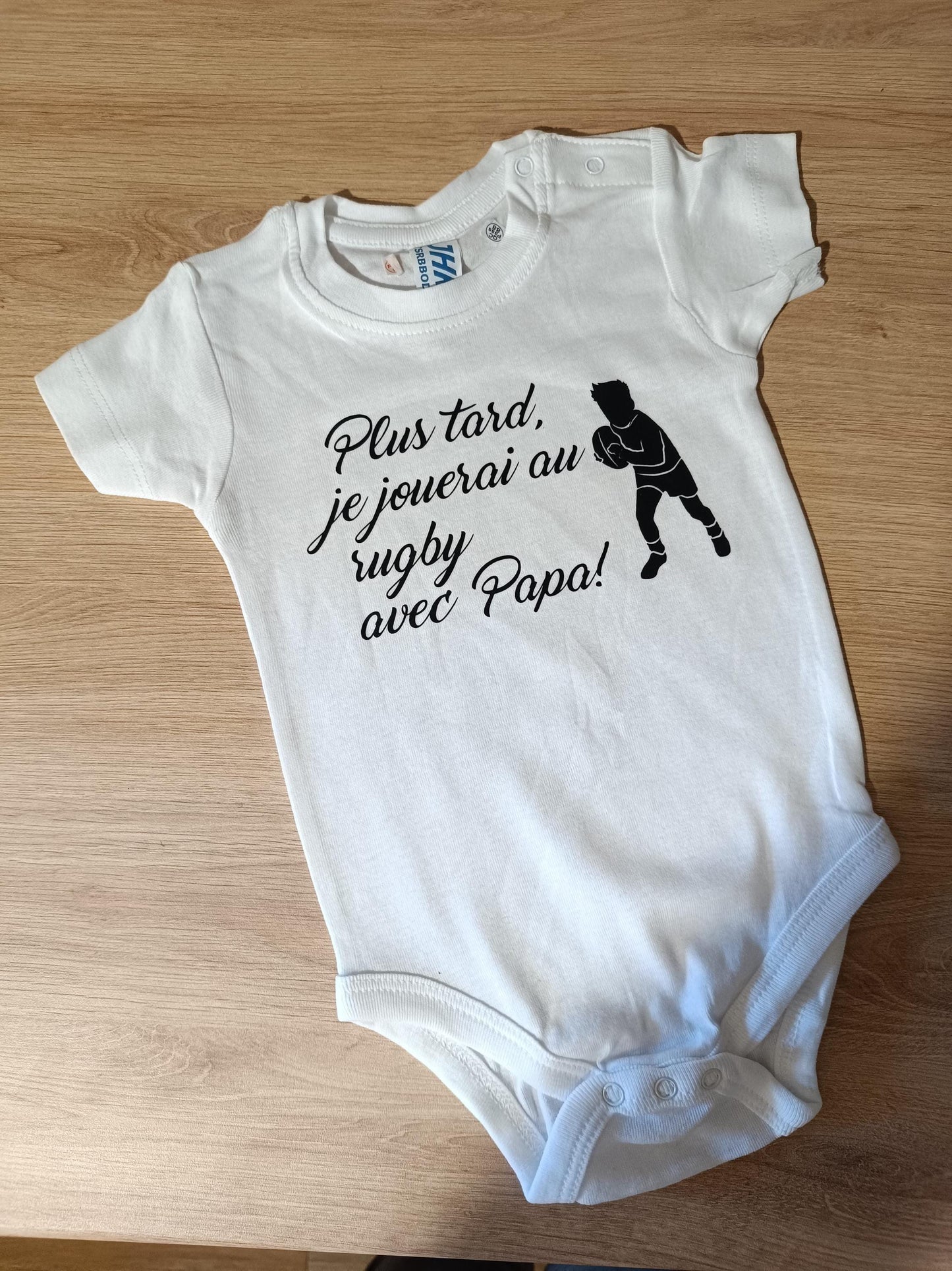 Body bébé plus tard je jouerai au rugby avec Papa, rugbyman, idée cadeau futur papa papi tonton parrain, humour, mignon