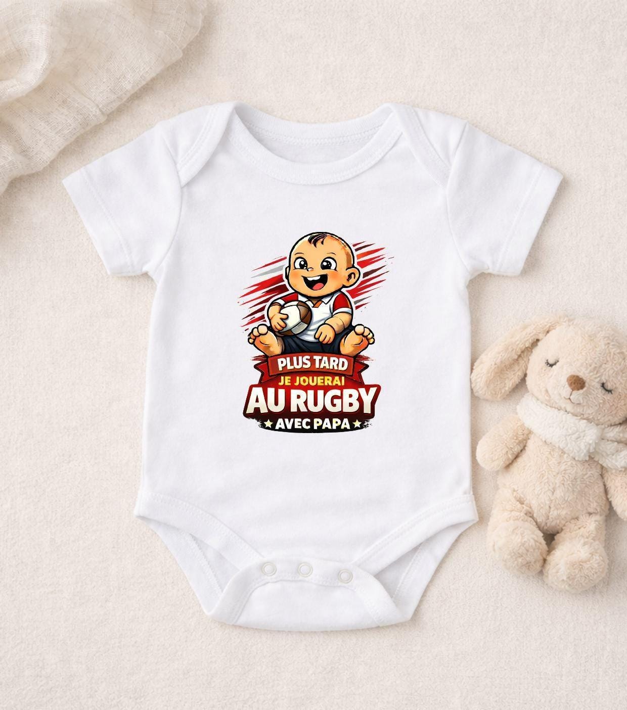 Body Bébé Humour – "Plus tard je jouerai au rugby avec Papa"