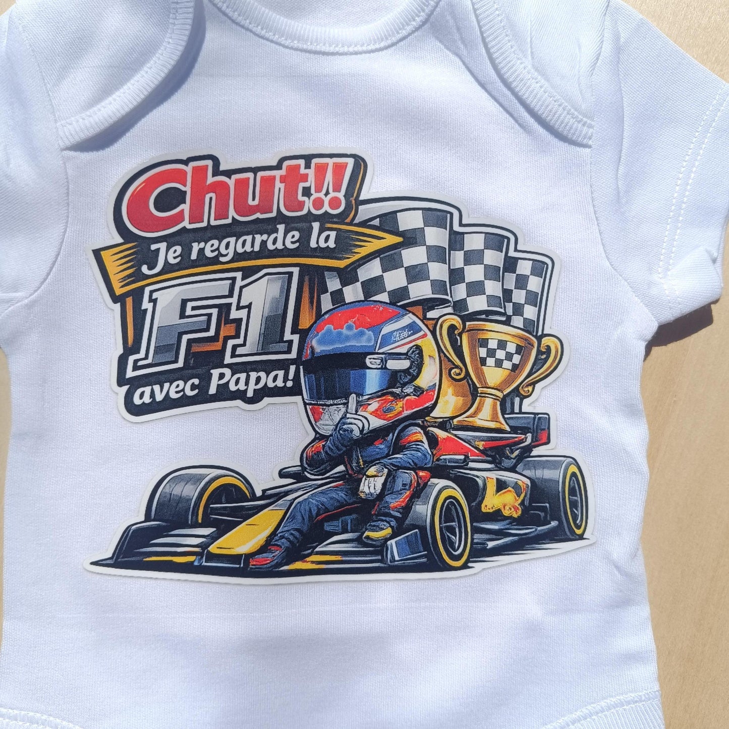 Body bébé F1 – Chut ! Je regarde la F1 avec Papa ! Verstappen / Red Bull
