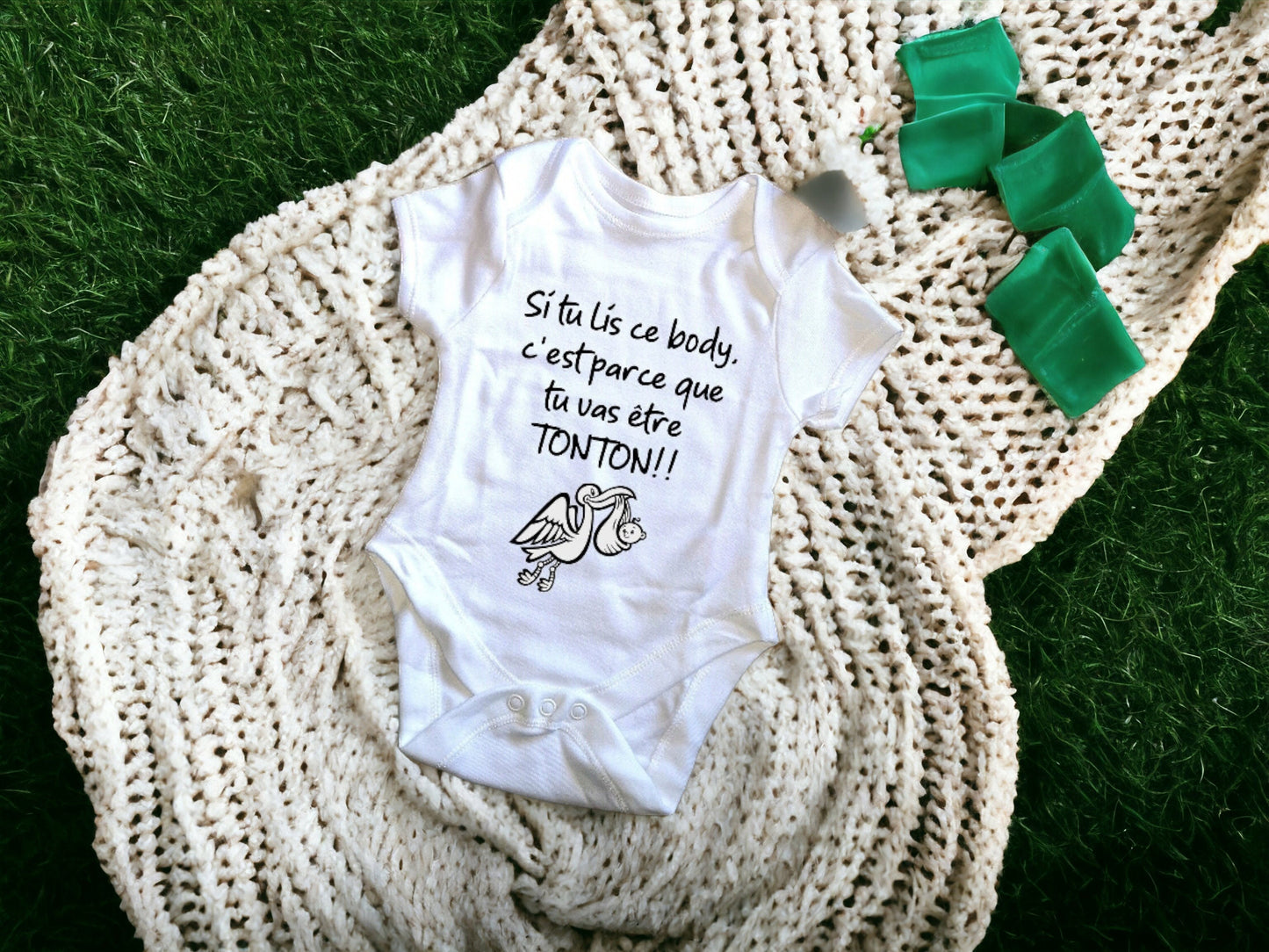 Body Bébé Personnalisé Annonce Grossesse Cigogne Surprise Papi Mamie Baby Shower Grenouillère Future Maman Cadeau Naissance