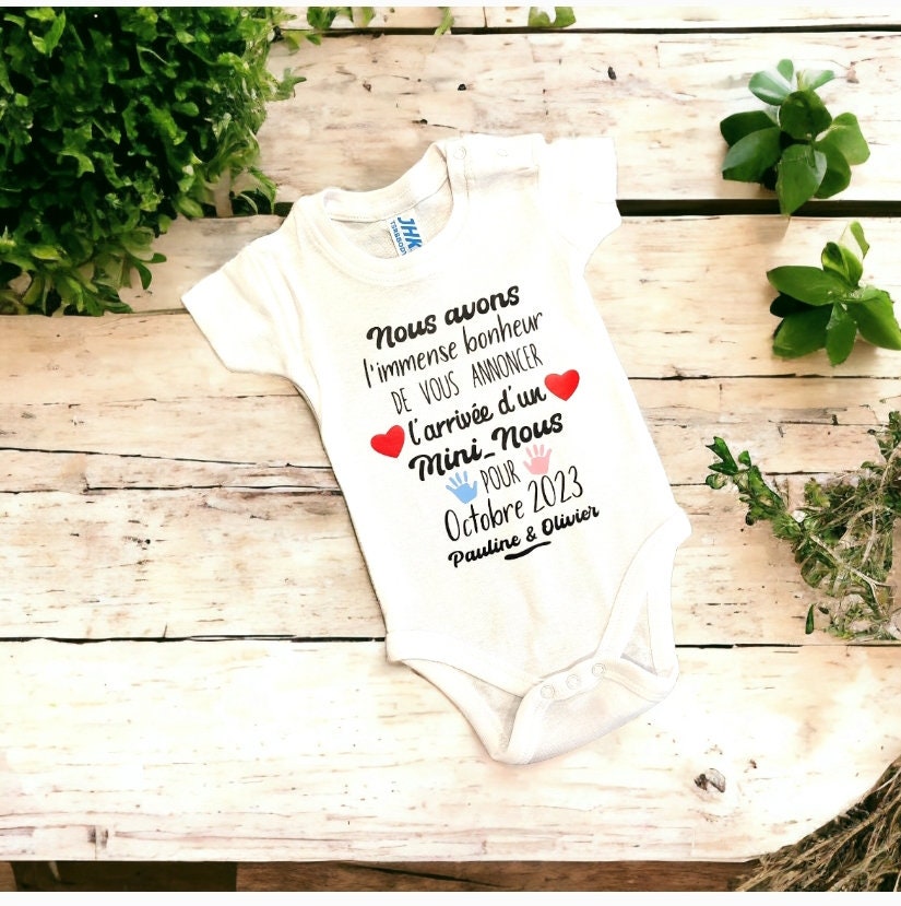 Body bébé annonce de grossesse à la famille, idée cadeau pour annoncer la grossesse, futur bébé, futur papi future mamie tonton tata parrain