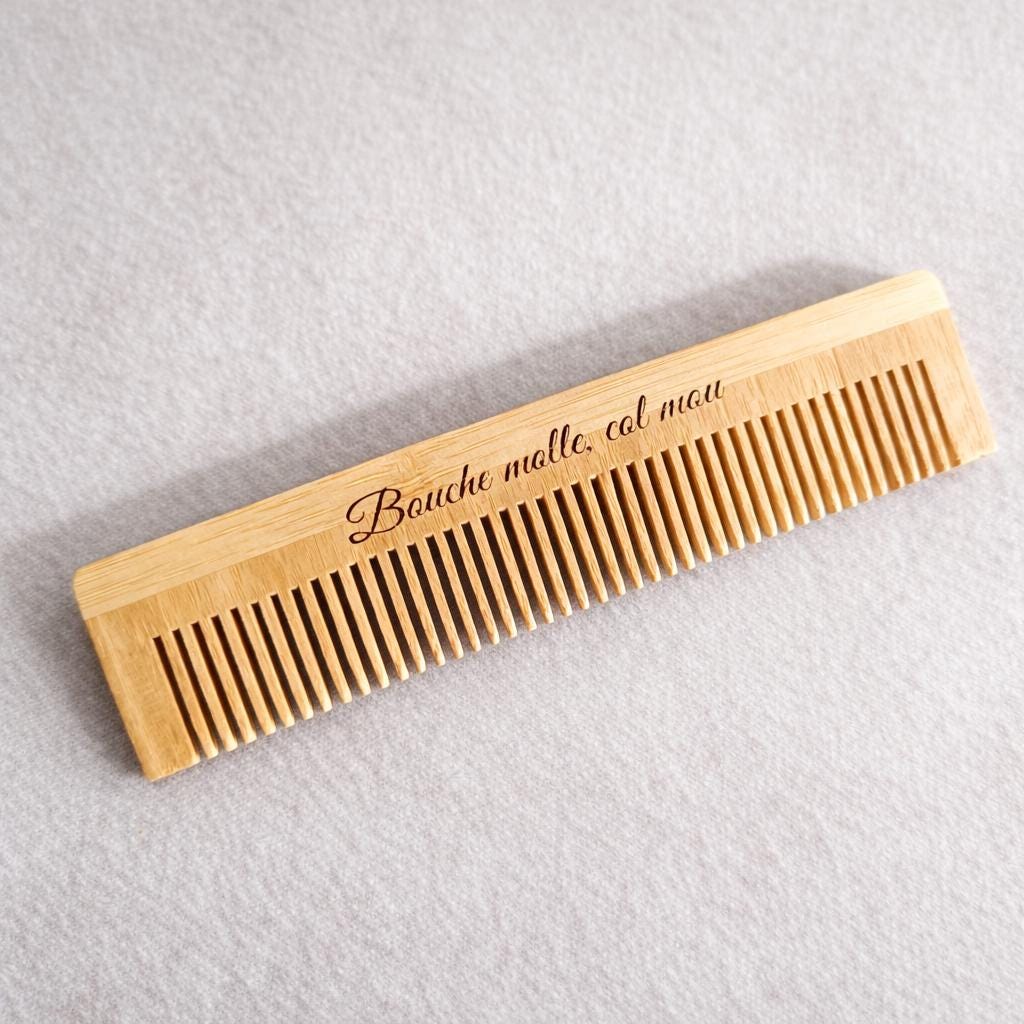 Peigne en bois de bambou gravé avec mantra pour un accouchement sans douleur sans péridurale, accouchement naturel