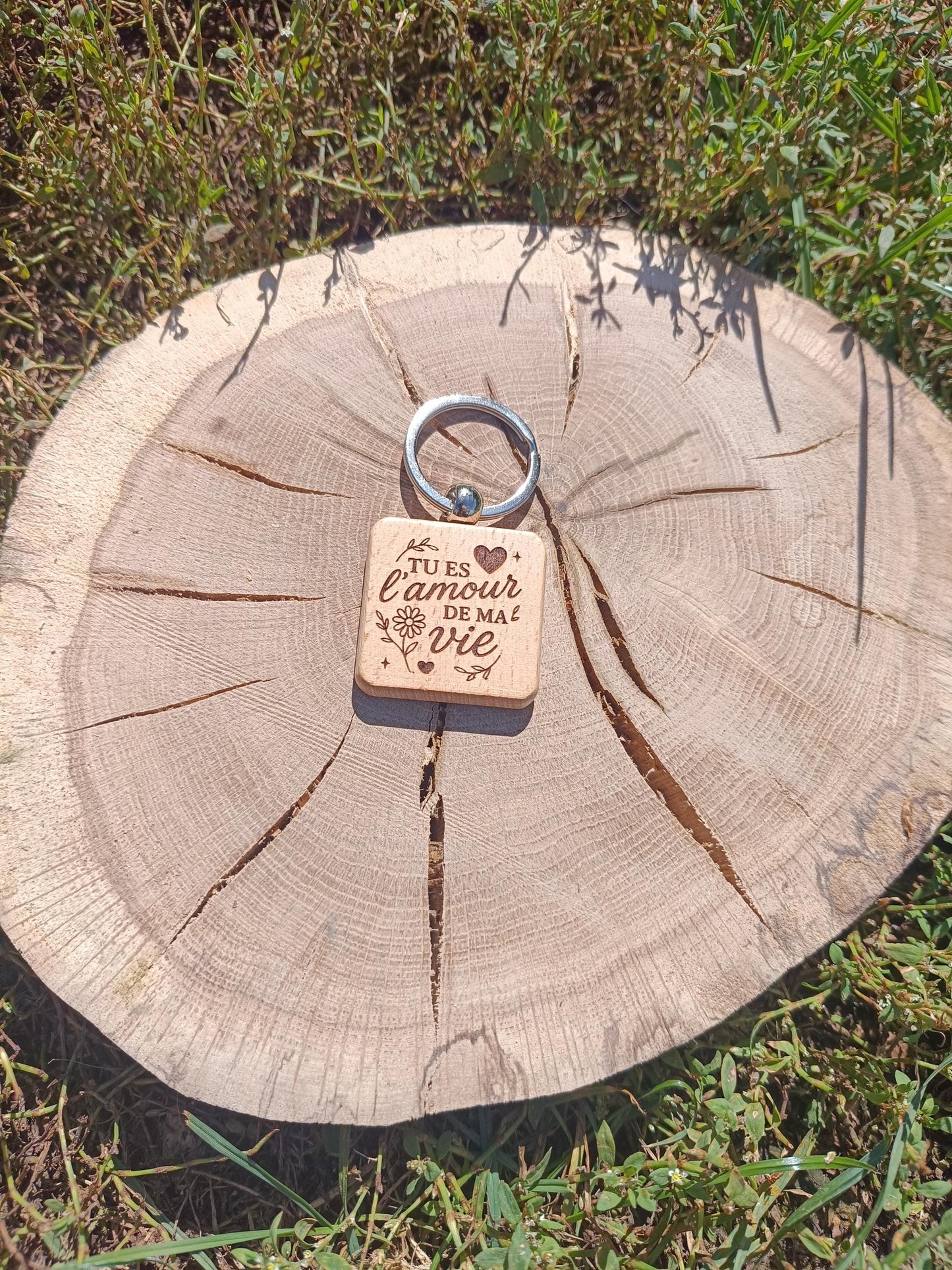 Porte clé en bois gravé, amour de ma vie, je t'aime maman, couple famille cadeau déclaration, fête des mères, cadeau anniversaire