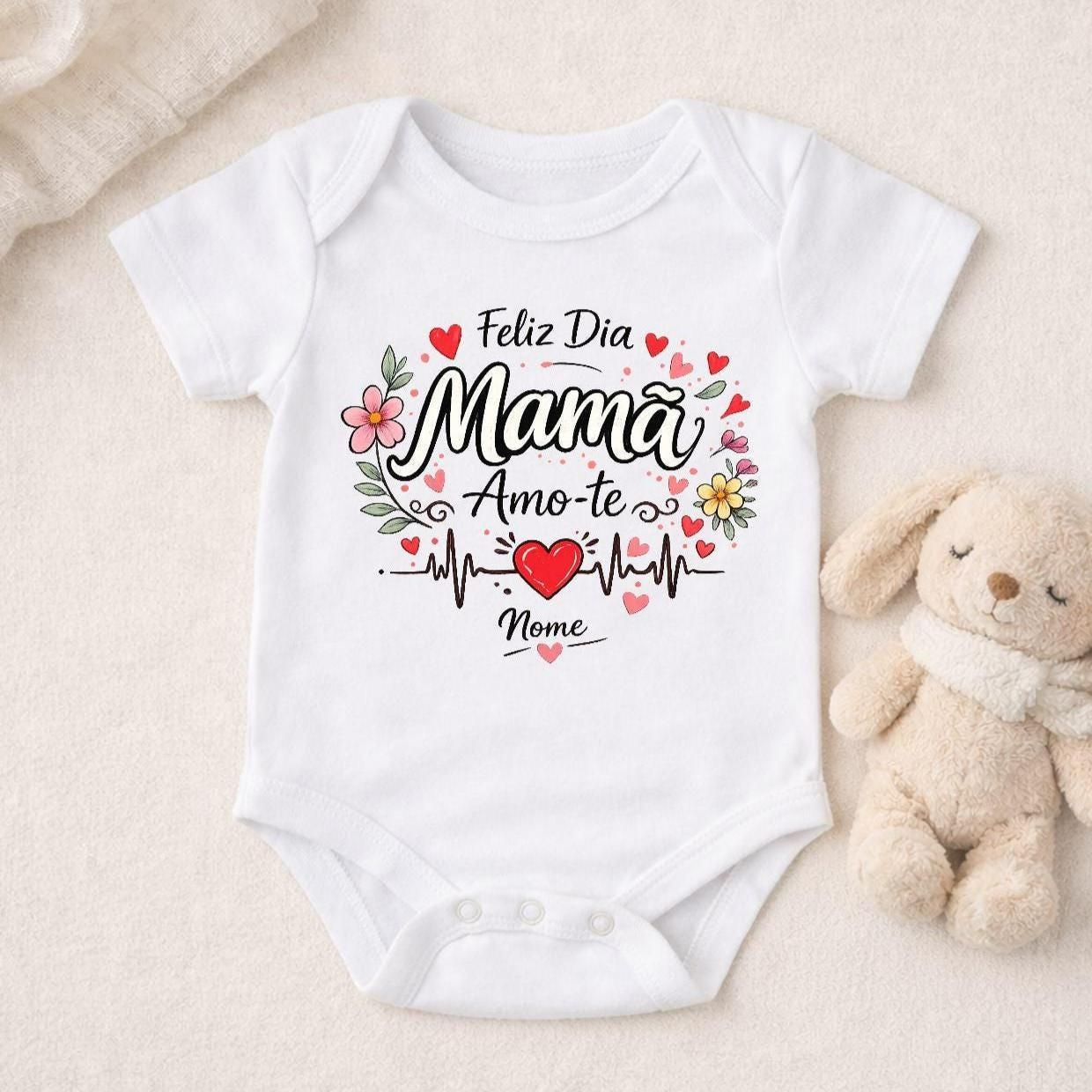 Body Bebê Personalizado Dia da Mãe, nombre
