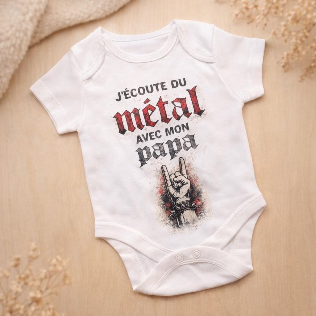 Body bébé J'écoute du métal avec mon papa