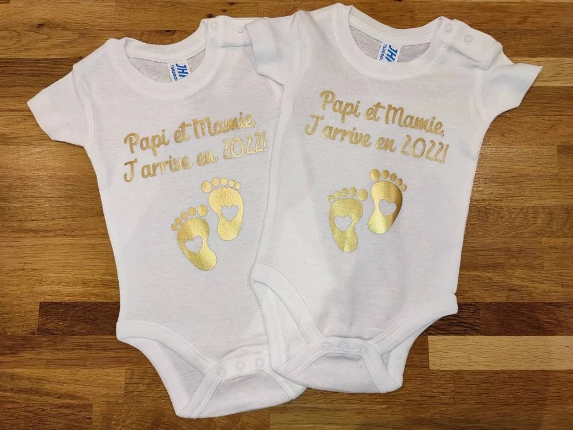 Body bébé différents modèles pour annonce de grossesse ou cadeau de naissance, j'arrive bientôt, femme enceinte, future maman parents