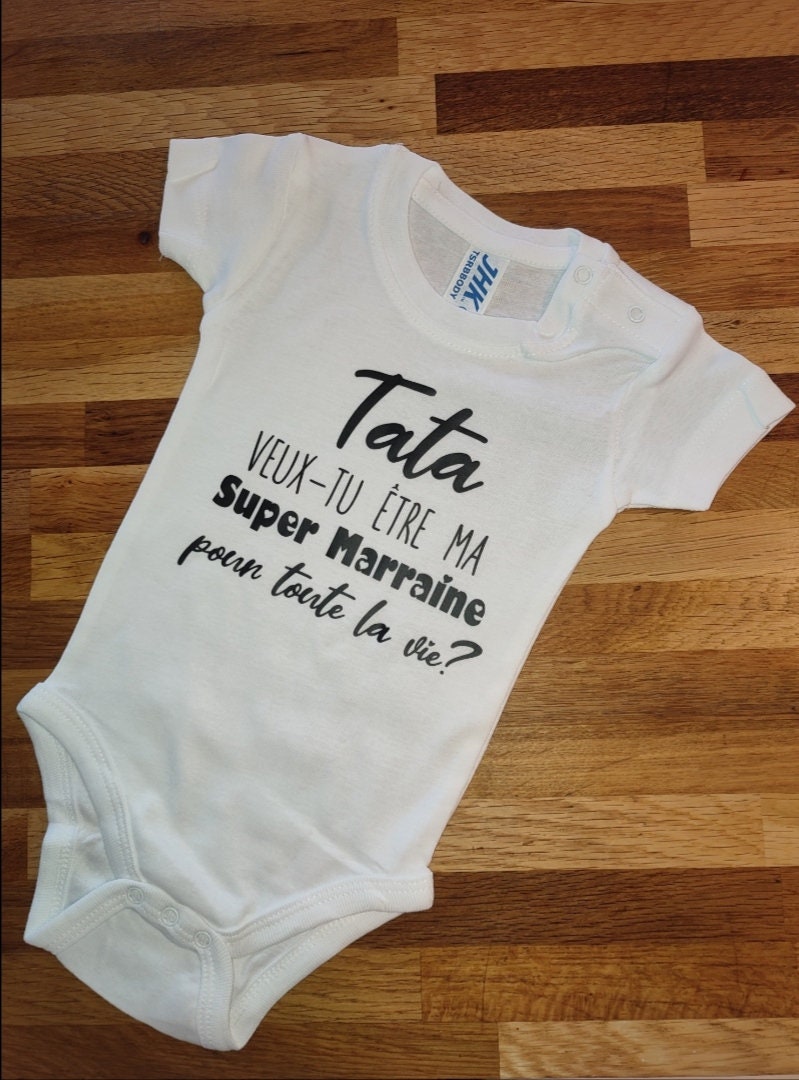 Body bébé "Veux-tu être ma marraine ?" – Demande originale à la future marraine – Cadeau tendre et personnalisé