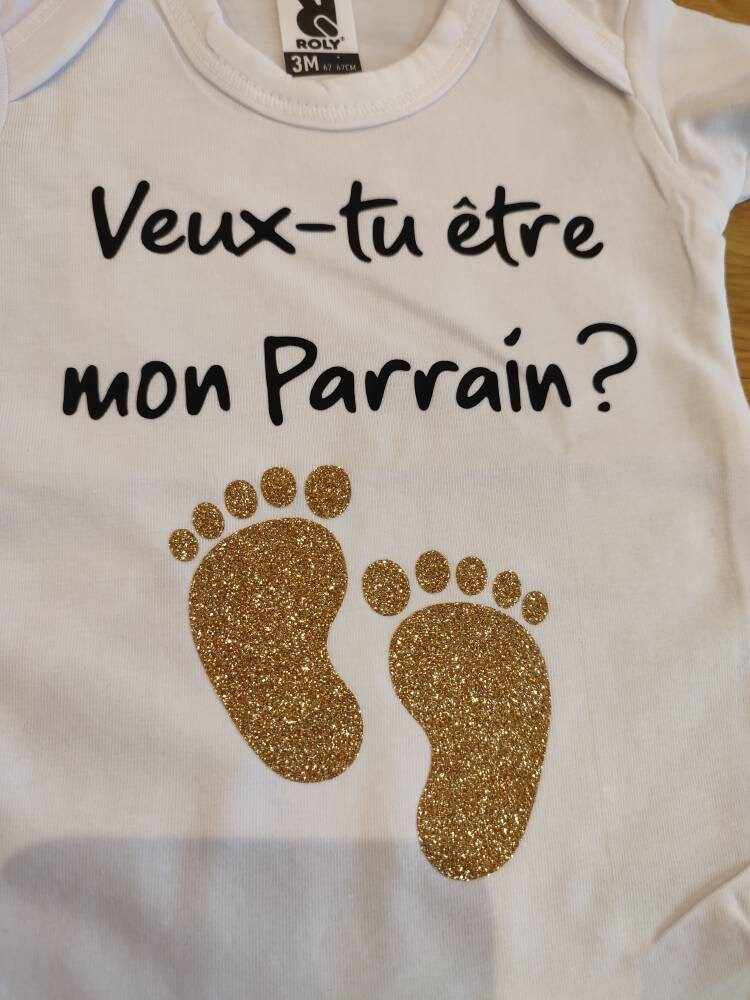 Body bébé demande parrain personnalisée, veux-tu être mon parrain, annonce grossesse originale, body bébé personnalisé cadeau futur parrain