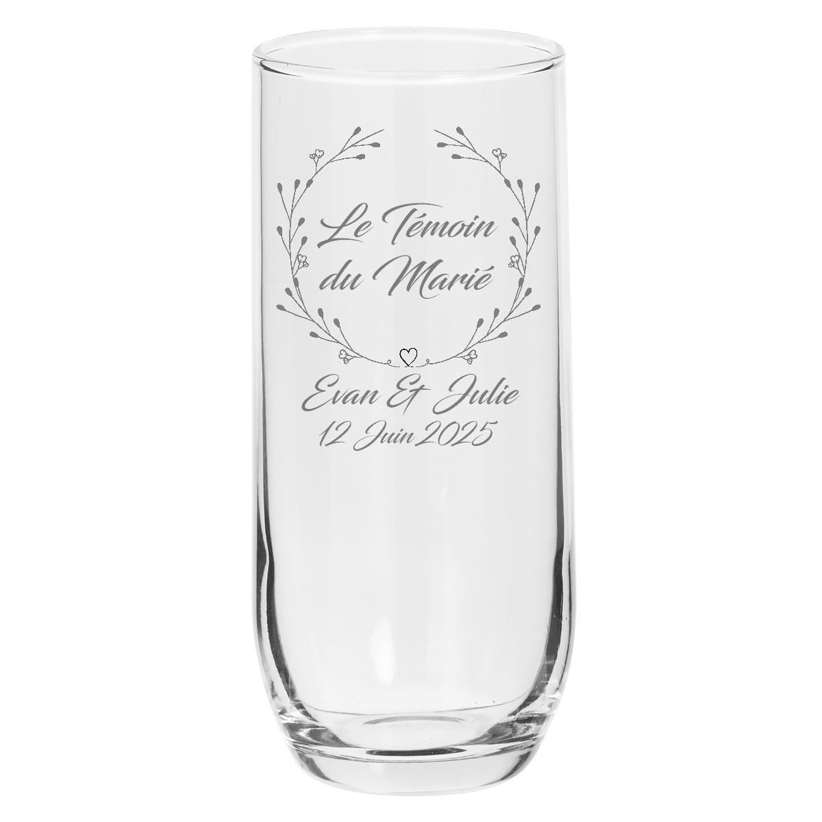 Verre gravé avec prénom, personnalisé, gravure sur verre, cadeau invités mariage mariés baptême EVG evjf, le marié, la mariée