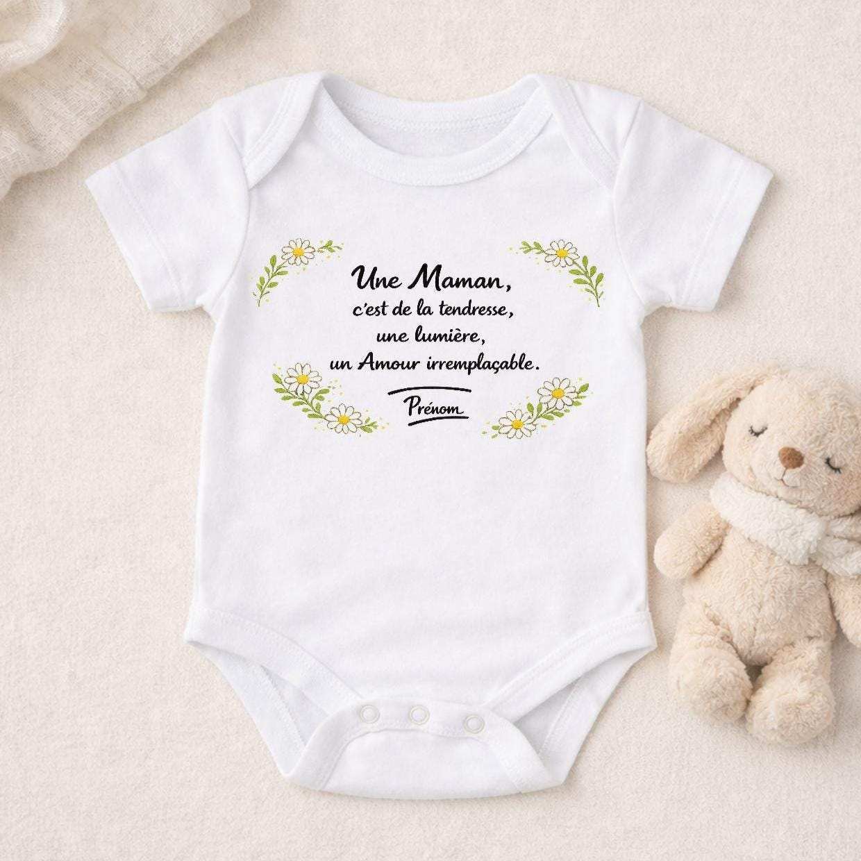 Body bébé & T-shirt Fête des Mères personnalisés | Texte et image au choix | Plusieurs langues disponibles | Cadeau maman original