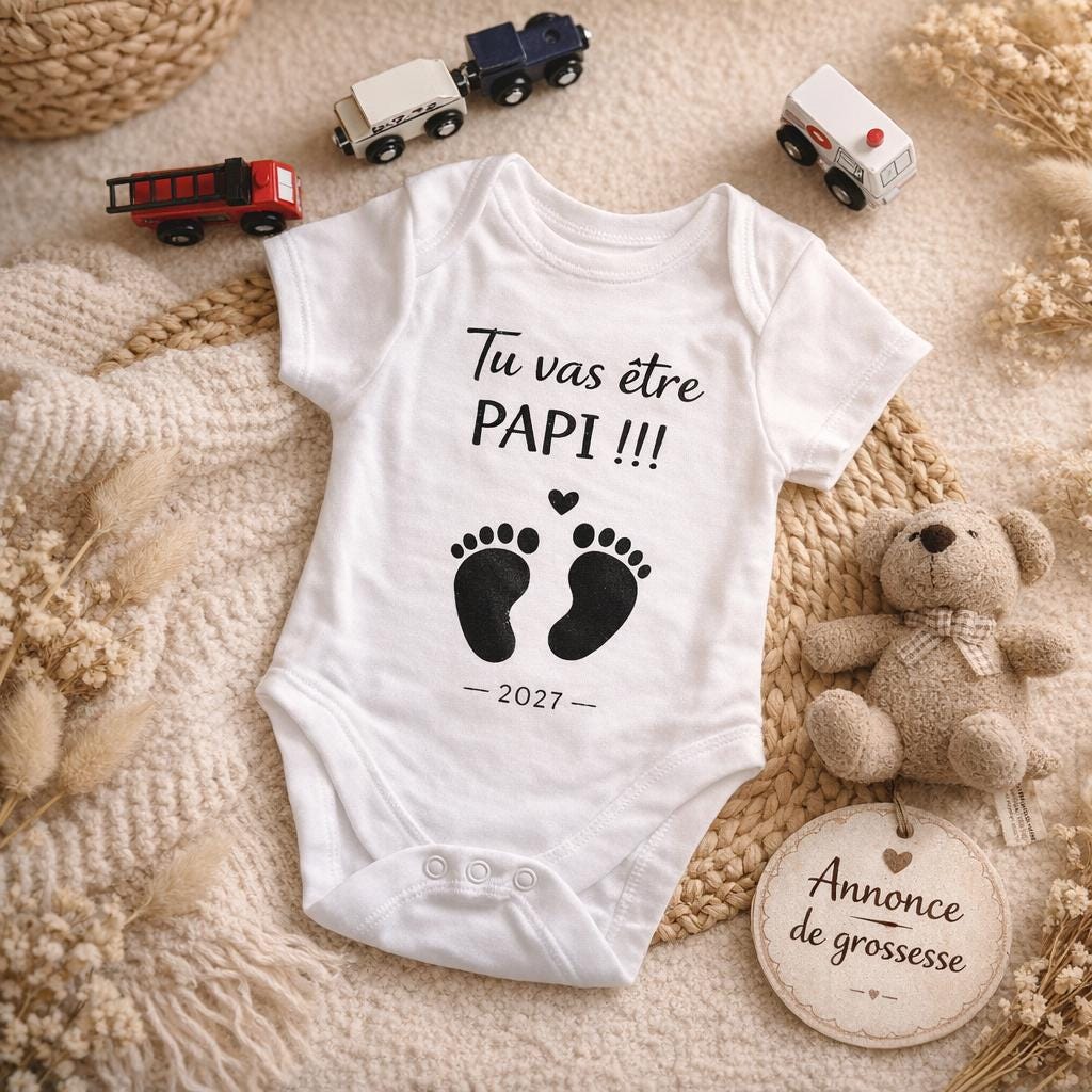 Body Bébé Annonce Grossesse Personnalisé au futur papi - Cadeau Émouvant Futur Papi Maman