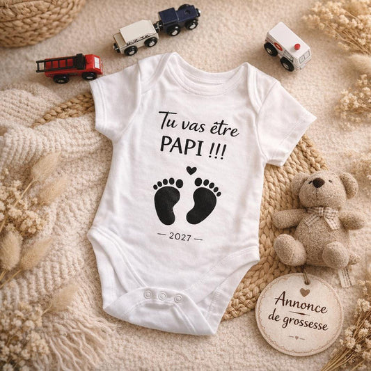 Body Bébé Annonce Grossesse Personnalisé au futur papi - Cadeau Émouvant Futur Papi Maman