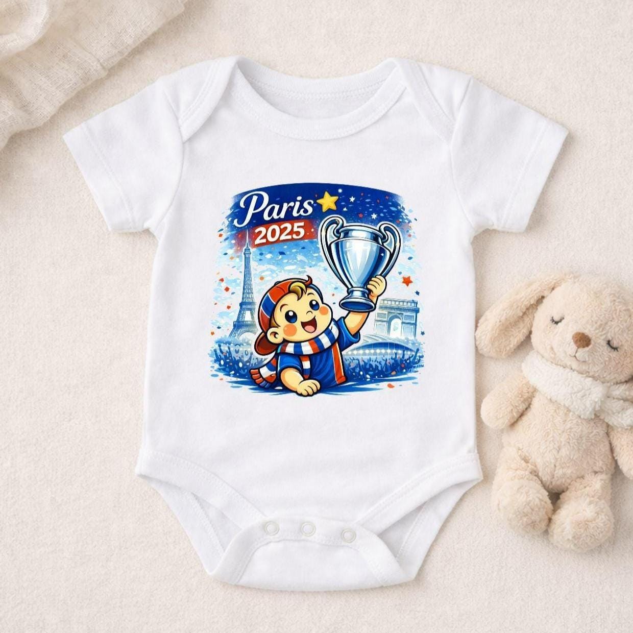 Body Bébé Supporter Football Paris Marseille - T-shirt Naissance Cadeau Original Fier Parisien DTF Humour OM