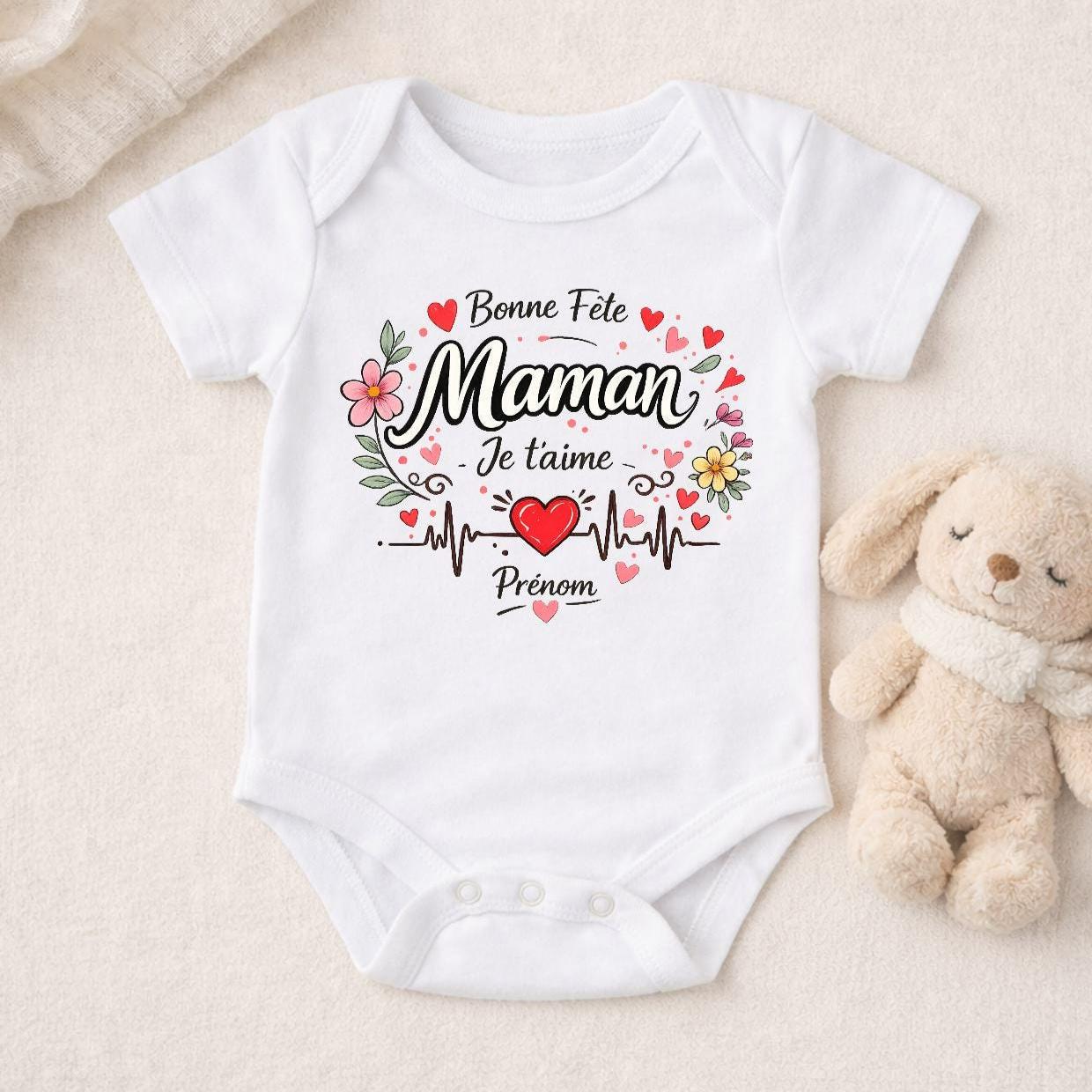 Body bébé & T-shirt Fête des Mères personnalisés | Texte et image au choix | Plusieurs langues disponibles | Cadeau maman original