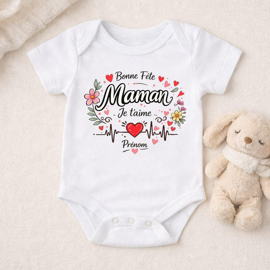 Body bébé & T-shirt Fête des Mères personnalisés | Texte et image au choix | Plusieurs langues disponibles | Cadeau maman original