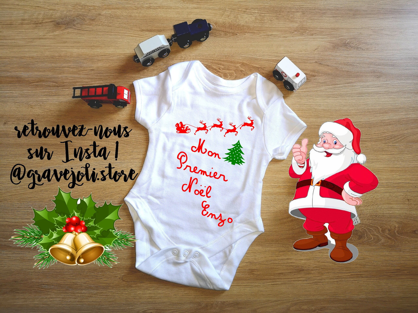 Body bébé, body personnalisé, mon premier Noël, body noël, body personnalisé prénom, idée cadeau noël, cadeau bébé, Noël
