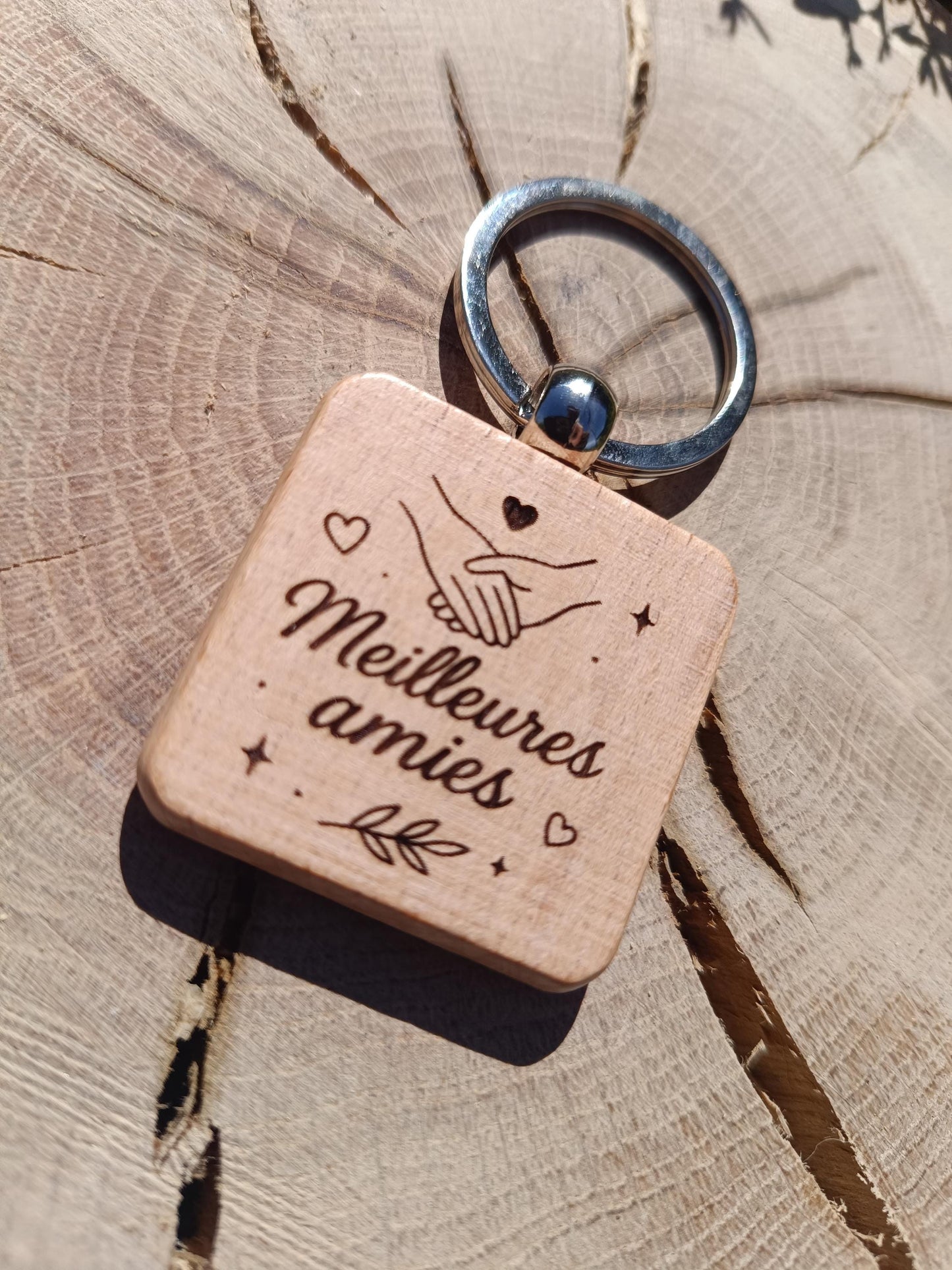 Porte clé en bois gravé, meilleures amies, cadeau amitié, couple famille cadeau déclaration, cadeau anniversaire