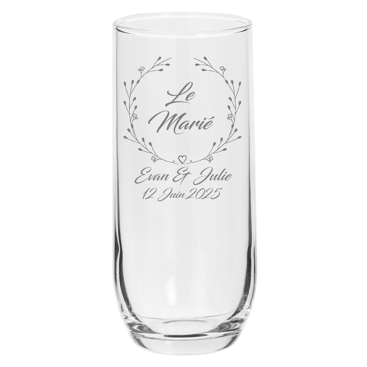 Verre gravé avec prénom, personnalisé, gravure sur verre, cadeau invités mariage mariés baptême EVG evjf, le marié, la mariée