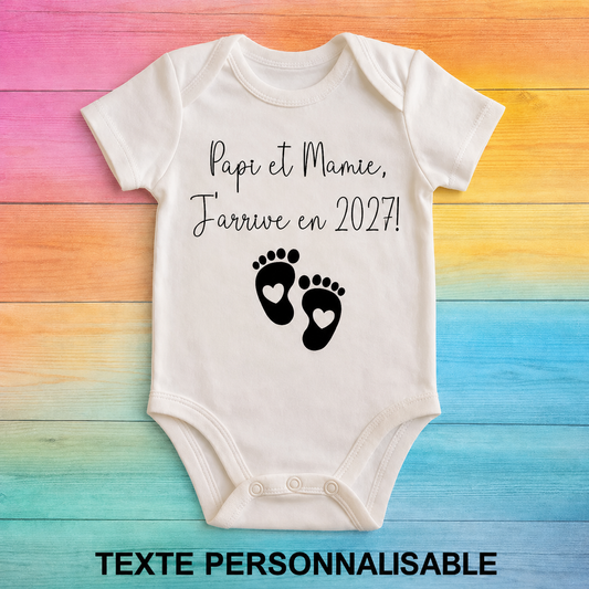 Body Bébé Humour – Annonce de Grossesse à Papi et Mamie 2027