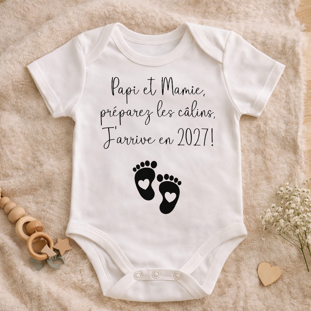Body bébé pour Annonce de Grossesse à Papi et Mamie