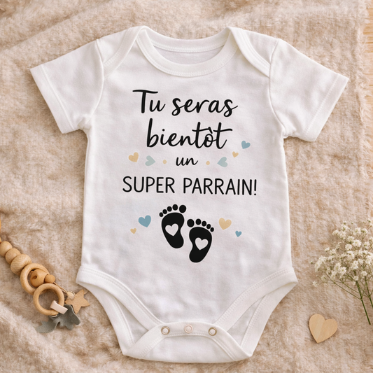 Body Bébé Humour – Annonce de Grossesse au Futur Parrain