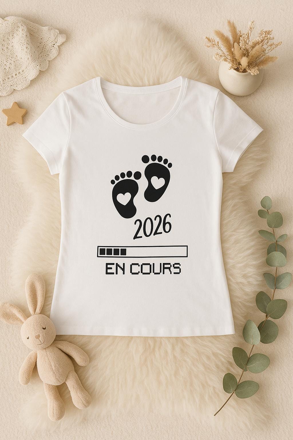 T-shirt annonce grossesse – Bébé 2026 en chargement – Tee shirt annonce future naissance – Cadeau annonce grossesse original