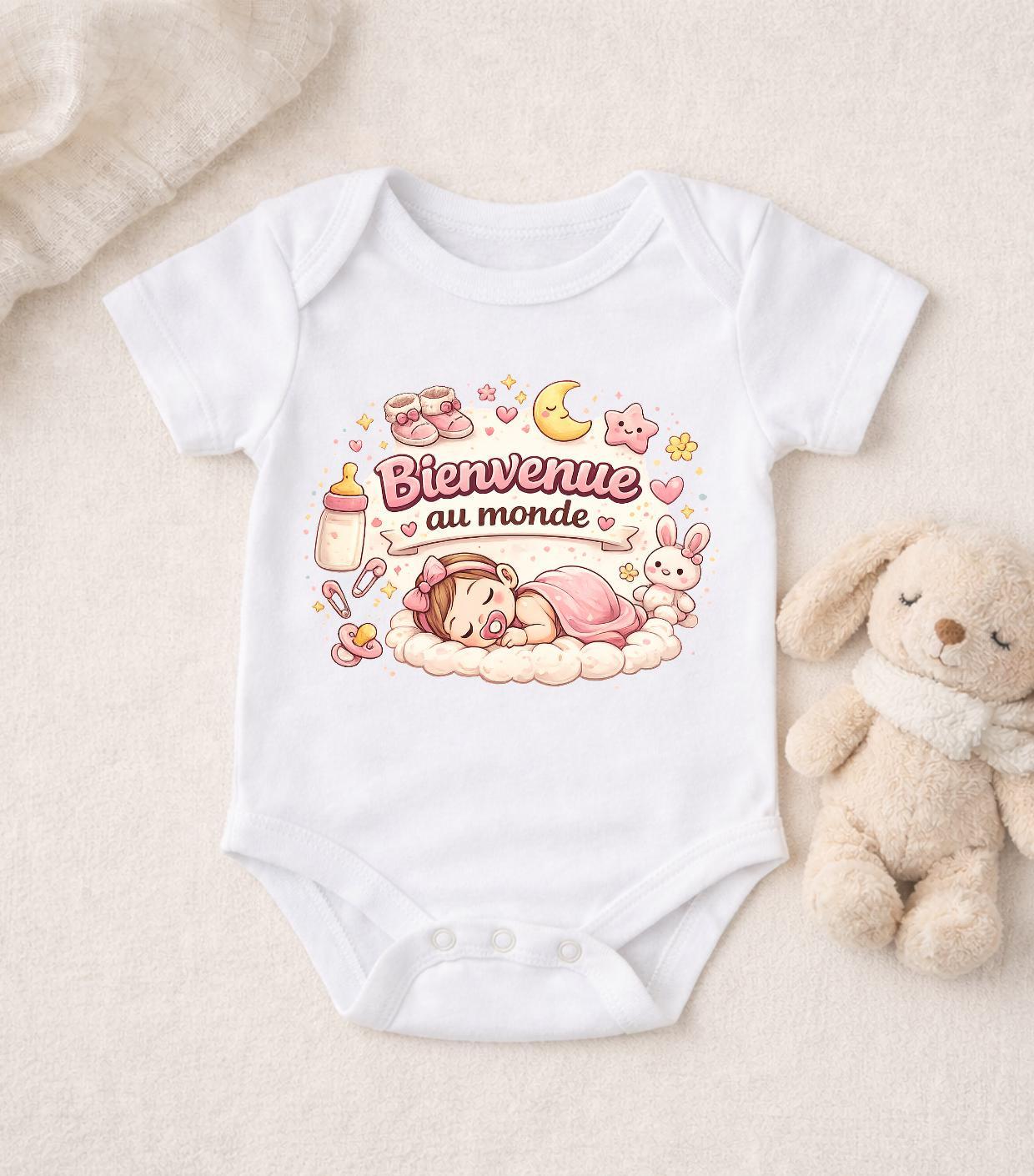 Body bébé premier jour | Bienvenue au monde | Body naissance fille garçon | Cadeau naissance personnalisé | Nouveau-né