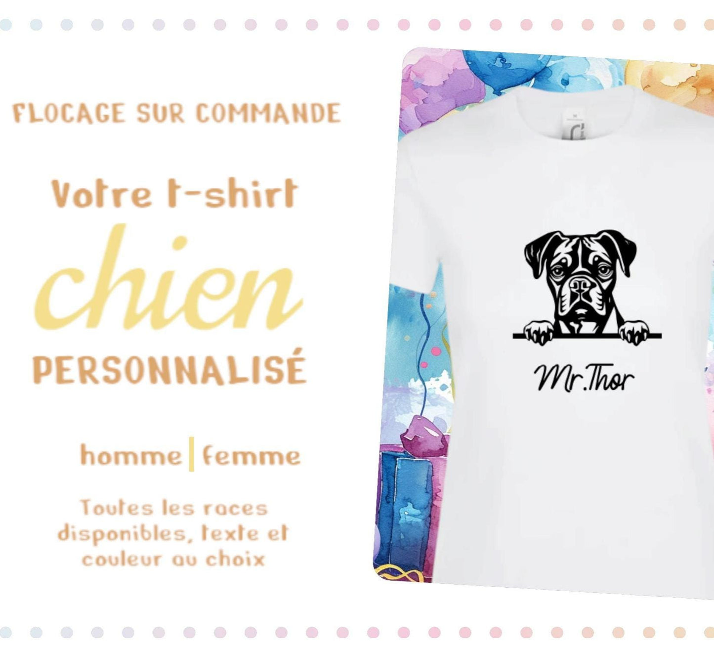 T-shirt personnalisé avec photo de chien, portrait d'animal de compagnie, cadeau pour hommes et femmes, vêtements pour amoureux des chiens