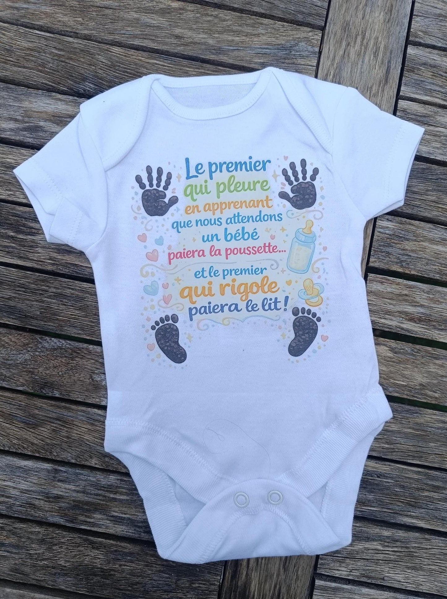 Body annonce grossesse humour – Le premier qui pleure paiera la poussette