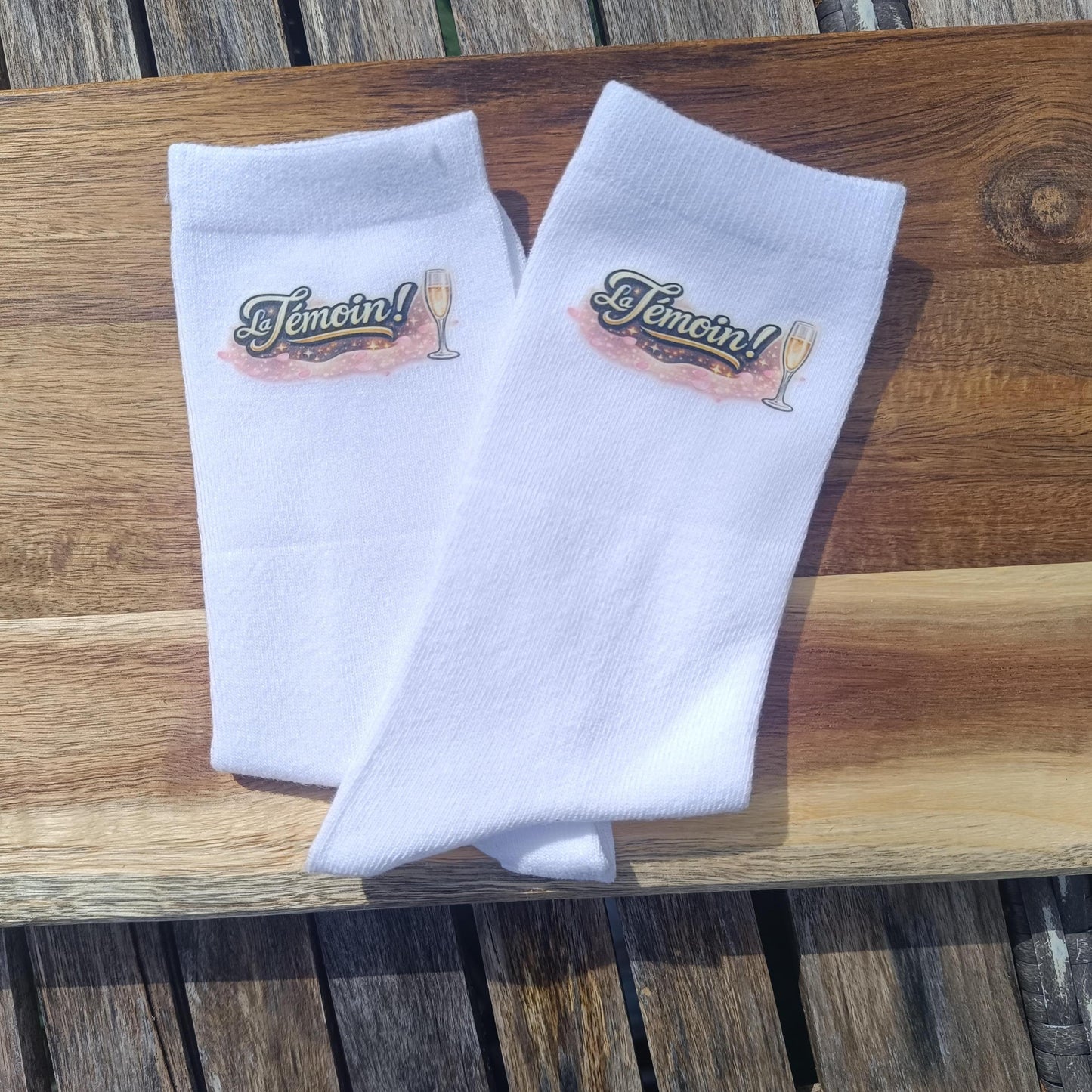 Paire de chaussettes blanches personnalisées thème Mariage – Le Marié La Marié, témoin demoiselle d'honneur- mariage EVG EVJF Anniversaire