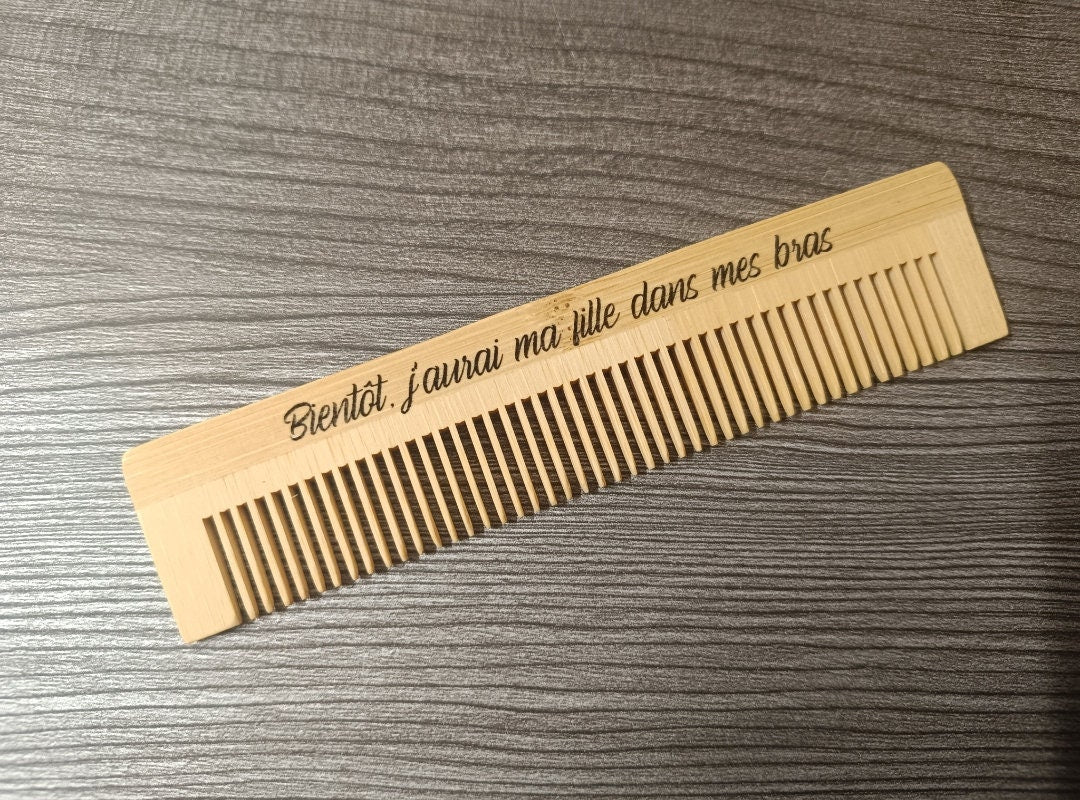 Wooden Bamboo Birth Comb with Engraved Mantra for Natural Pain-Free Labor Without Epidural Acupressure Tool