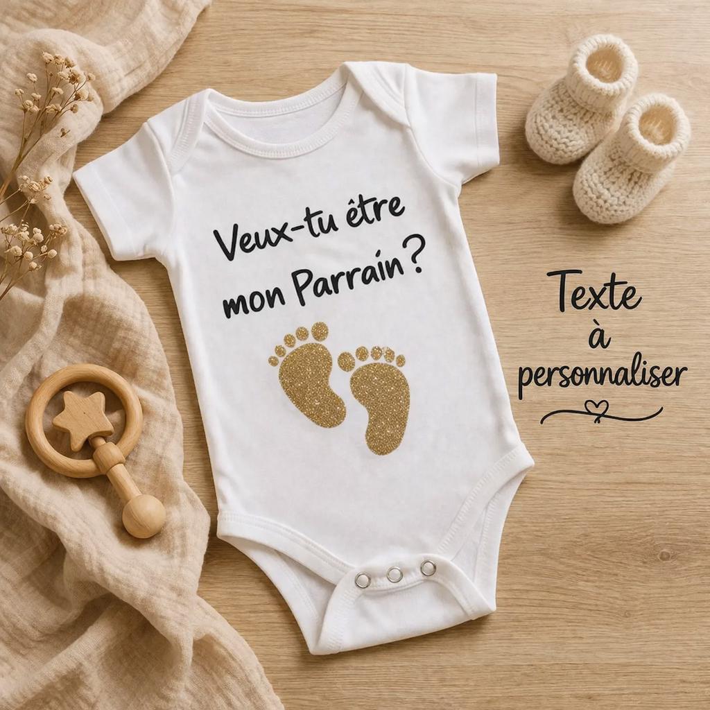 Body bébé demande parrain personnalisée, veux-tu être mon parrain, annonce grossesse originale, body bébé personnalisé cadeau futur parrain