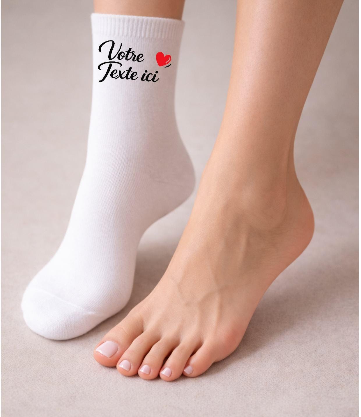 Paire de chaussettes avec texte ou photo personnalisée imprimées à la mode, chaussettes à paillettes, design au choix
