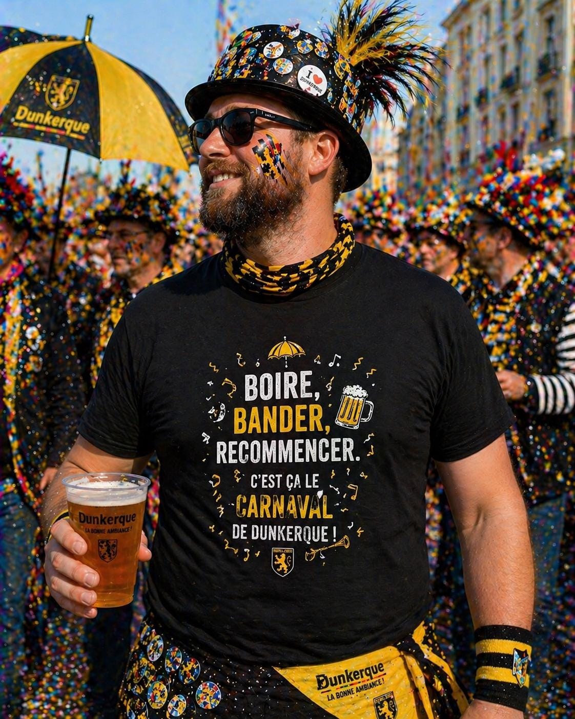 T-shirt Carnaval de Dunkerque– Jean Bart– Tee shirt beauf drôle – Cadeau homme humour alcool - tshirt apéro fête cadeau- carnavaleux marrant