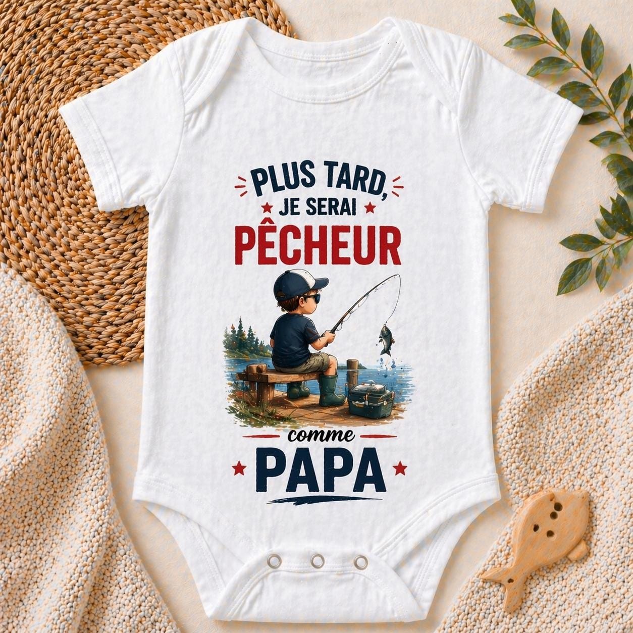 Body bébé plus tard je serai pêcheur comme papa – Cadeau naissance original – Body bébé humour – Idée cadeau papa – Body personnalisé