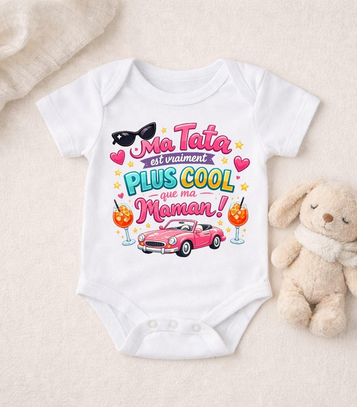 Body bébé ou tshirt enfant humour – Ma tata est plus cool que ma maman – Body bébé drôle – Cadeau naissance original – Tata cool