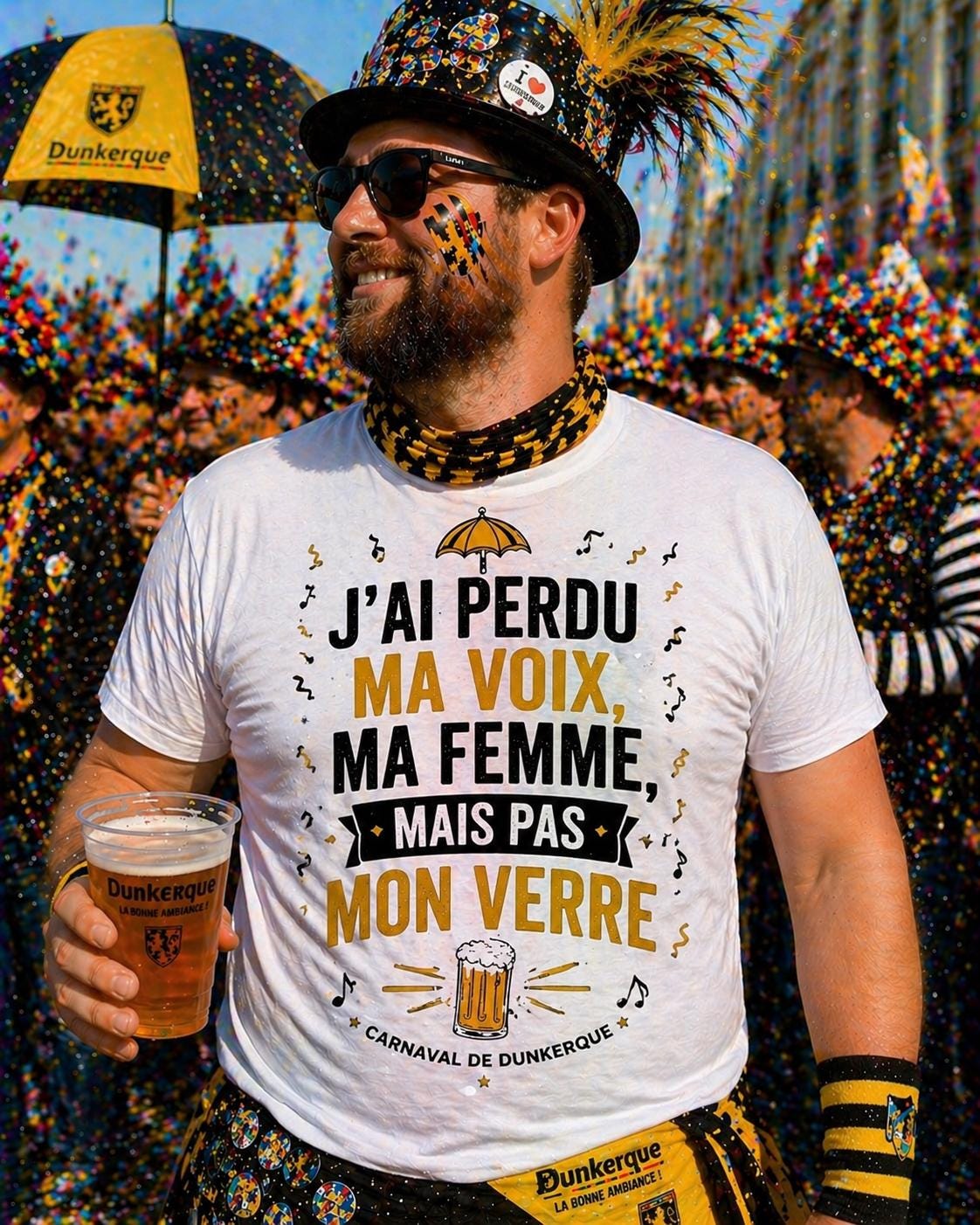 T-shirt Carnaval de Dunkerque– Jean Bart– Tee shirt beauf drôle – Cadeau homme humour alcool - tshirt apéro fête cadeau- carnavaleux marrant