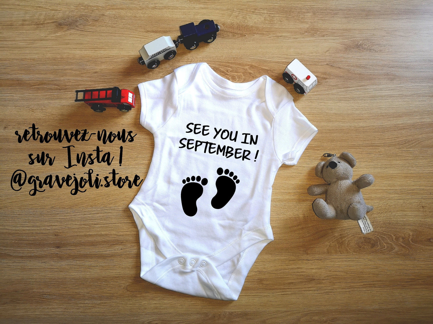 Body bébé, body personnalisé, annonce naissance, baby shower, grossesse, vêtements bébé, body flocké, see you, bébé arrive