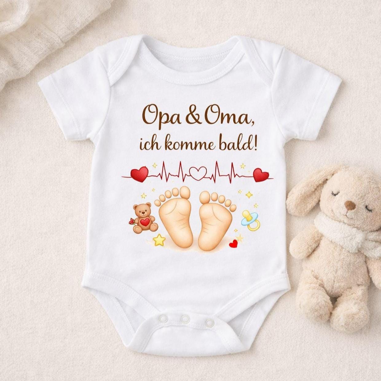 Baby Body Ankündigung Schwangerschaft – Baby kommt 2026! – Geschenk Oma Opa – Schwangerschaft verkünden –personalisiert – Geburt Ankündigung