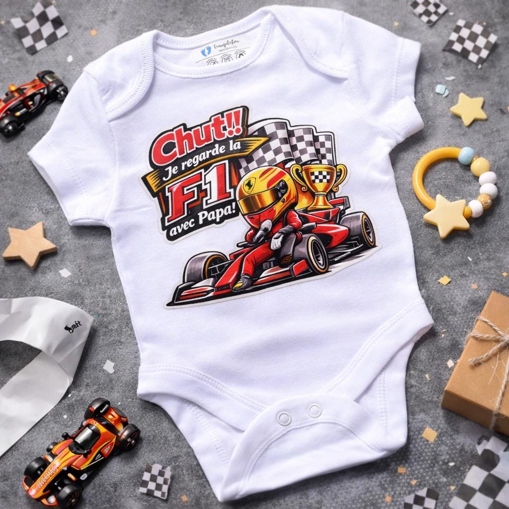 Body bébé F1 – Chut ! je regarde la F1 avec Papa –Lewis Hamilton Ferrari
